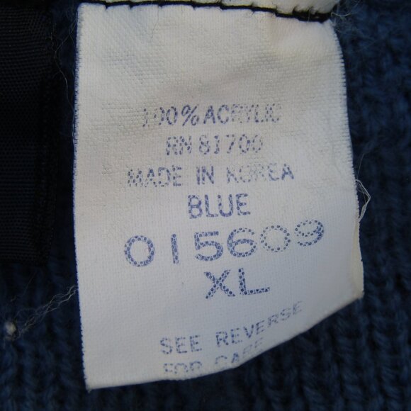 Men's Knit Christmas Cardigan Ugly Sweater Blair Blue Zip Pockets Reindeer XL - Picture 7 of 7